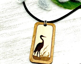 Colgante de madera grabado Sandhill Crane