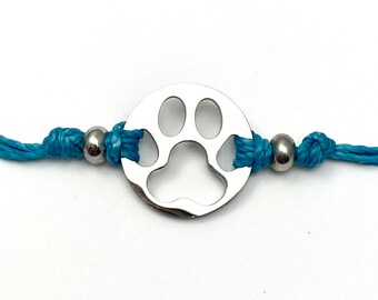 Furry Friend Paw Print Pull Cord Bracelet