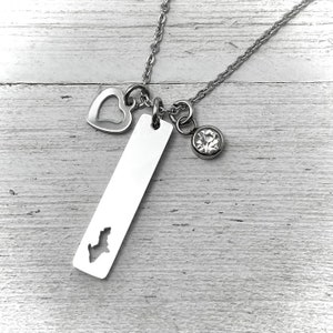UP Cutout Bar Pendant w Charms, Vertical