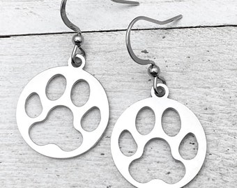 Pendientes de amigo peludo, pendientes con huella de pata