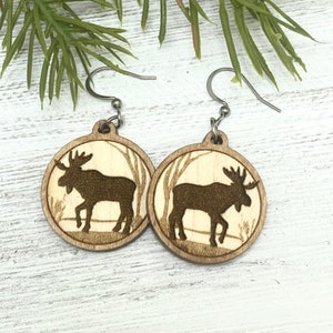Moose Wooden Earrings