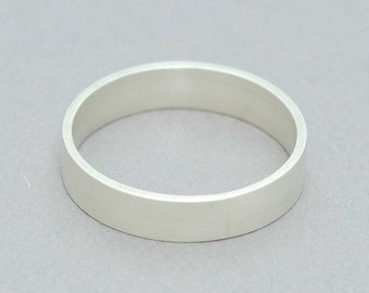 4 mm Wedding Band, Plain Silver Rings, Wide Stacking Band, 4 mm Matte Ring, Simple Silver Wedding Band, Matte Finish Ring, Sterling Silver