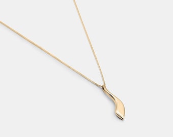 Eva Necklace In Gold, Gold Drop Necklace, 14K Solid Gold Pendant Necklace, Dainty Minimalist Necklace, Large Gold Necklace, Woman Necklace