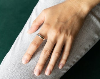 Olivia Ring, Minimalist Sterling Silver Ring, Geometric Shape Ring, Plain Band Ring, Silver Wedding Ring, Simple Wedding Ring, Womens Ring