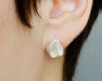 Sterling Silver Stud Earrings, Botanical Earrings, Nature Earrings, Botanical Jewelry, Seed Pod Studs, Floral Silver Earrings, Garden Studs