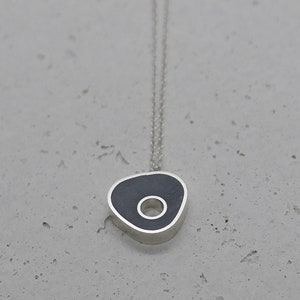 Tiny Concrete Necklace, Abstract Silver Necklace, Minimalist Silver Necklace, Resin Silver Necklace, Concrete Pendant, Gift For Architect