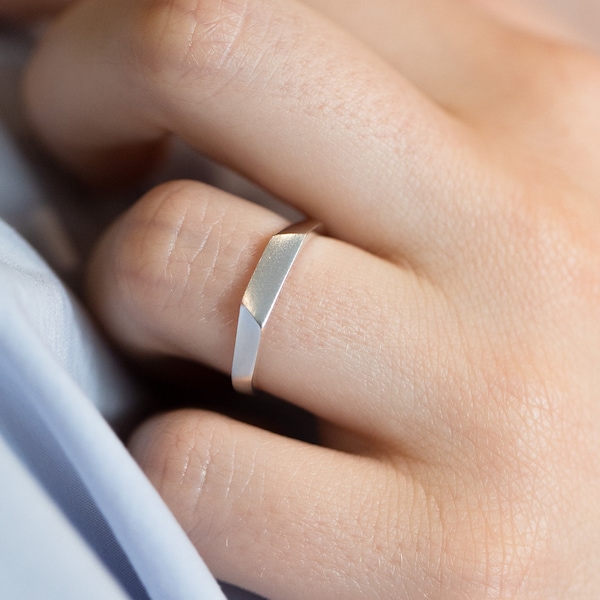 Minimalist Geometrische Ring, Facettierte Silber Ring, Zierliche Silber Ring, Sterling Silber Ring Frau, Dünn Silber Ring, Zarte Silber Ring, 925