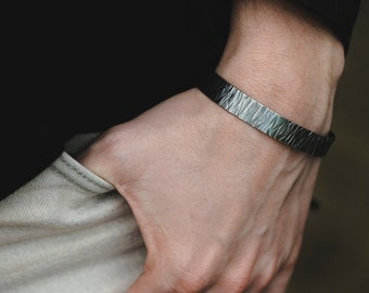 Men Silver Bracelet, Men Cuff Bracelet, Men Metal Bracelets, Men Silver Bangle, Heavy Silver Bracelet, Men Jewelry, Black Silver Bracelet
