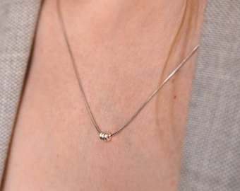 Trio Necklace, Tiny Sterling Silver Necklace, 3 Ball Necklace, Three Sisters Necklace, Three Ball Jewelry, Minimalist Bead Necklace, Silver
