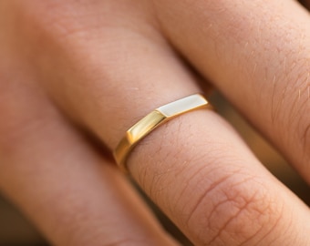 14K Solid Gold Men's Ring, Shiny Gold Wedding Ring, 585 Gold Band, Faceted Men Ring, Hammered Ring Men, Simple Ring Men, Unique Ring Groom