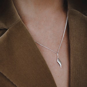 Deep Water Necklace, Sterling Silver Necklace, Wave Silver Necklace, Minimalist Necklace, Dainty Delicate Necklace, Geometric Silver Pendant