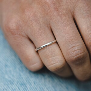 Thin sterling silver ring matte 2 mm