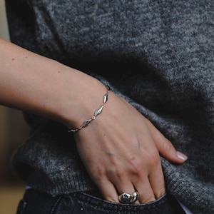 Deep Water Bracelet, Sterling Silver Bracelet, Silver Wave Bracelet, Silver Womens Bracelet, Minimalist Silver Bracelet, Geometric Bracelet