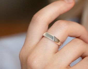 Faceted Silver Ring, Signet Ring Woman, Rectangle Signet Ring, Flat Top Ring, Statement Silver Ring, Geometric Rings, Thick Silver Ring, 925