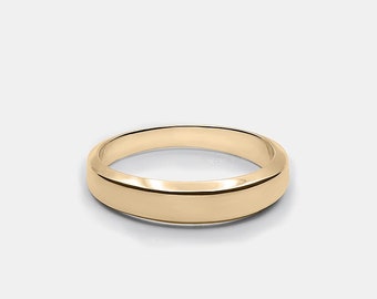 Olivia Ring In Gold, 14k Gold Flat Ring, Geometric Gold Ring, Plain Band Ring, 14K Gold Wedding Ring, Faceted Gold Ring, 14K Gold Ring Women