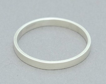 Sterling Silber Stapelring, dicker Silberring, glatter Silberring, 2 mm Ring, einfacher Ehering, mattierter Ring, schlichter Ring Silber