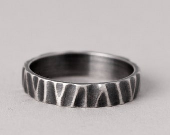 Men's Black Silver Ring, Black Silver Ring, Unique Mens Ring, Black Band Ring Men, Mens Silver Jewelry, 6 mm Mens Ring, Brushed Ring Men,