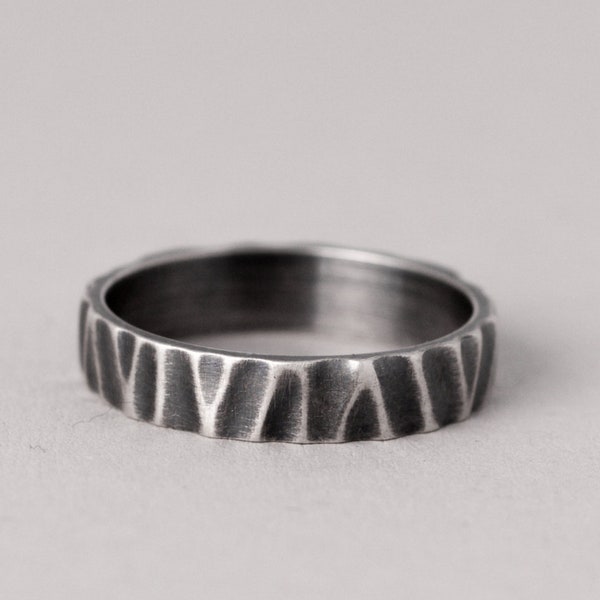 Men's Black Silver Ring, Black Silver Ring, Unique Mens Ring, Black Band Ring Men, Mens Silver Jewelry, 6 mm Mens Ring, Brushed Ring Men,