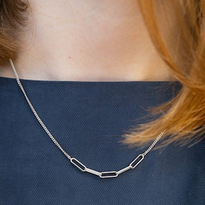 Amelia Necklace, Minimalist Sterling Silver Necklace, Oval Chain Necklace, Large Links Necklace, Delicate Necklace Chain, Link Necklace