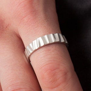 Sterling Silver Men&#39;s Ring, Matte Ring For Men, Textured Mens Ring, Textured Mens Wedding Band, 6 mm Silver Band, Brushed Silver Ring Men