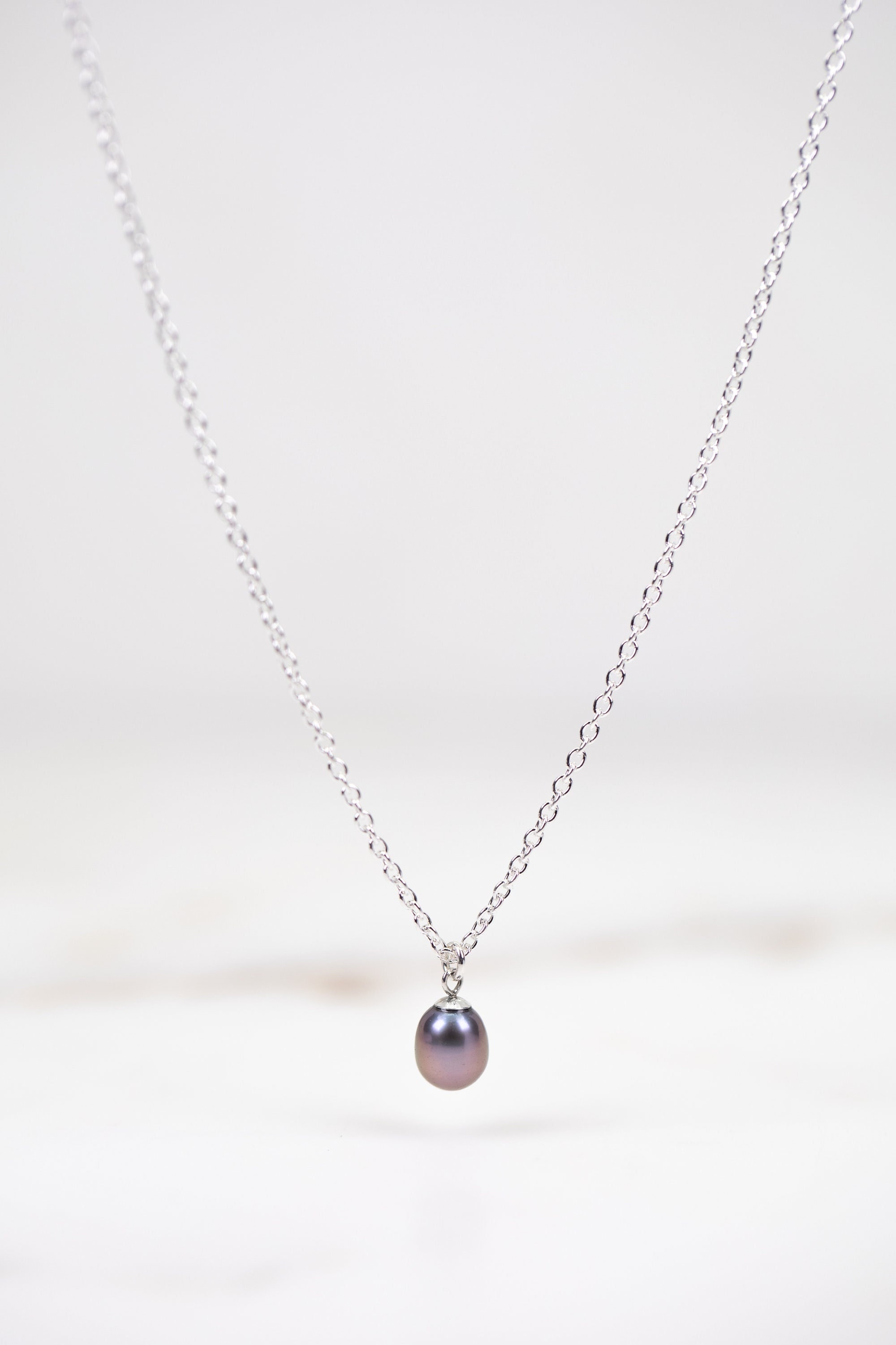 Sterling Silver Necklace Black Pearl Pendant Natural - Etsy