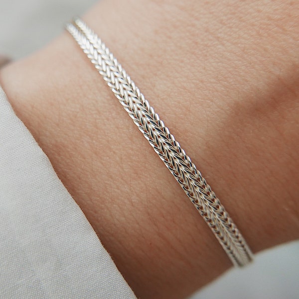 Armband aus Sterlingsilber, Silberarmband, Silberkette Armband, Frauen Silber Armband, Schichtung Armband, zierliche Armband, Minimalist