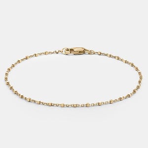 14K Real Gold Bracelet, Minimalist Chick Bracelet, Thin Bracelet Women, Chain Bead Bracelet, Layer Bracelet, Tiny Stacking Bracelet, 585K