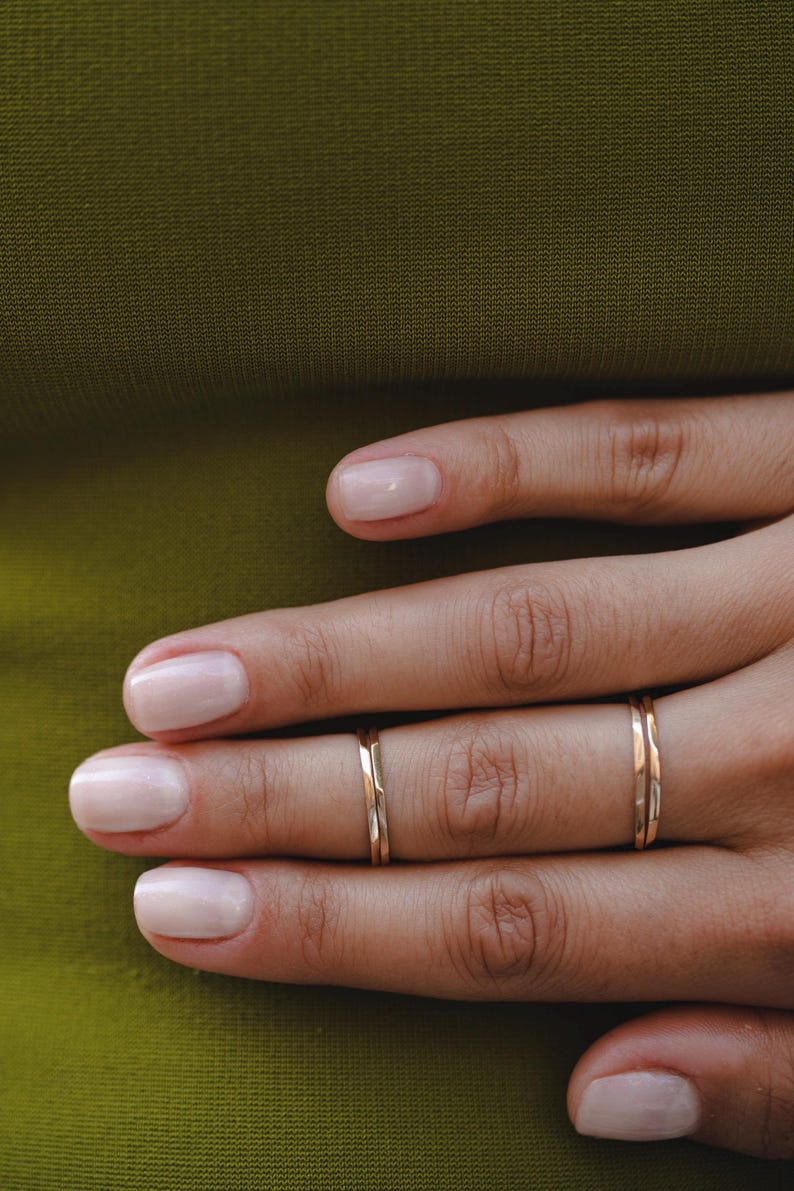 Glimmer Ring in Gold, 18K Yellow Gold Ring, Thin Gold Ring, Solid Gold Band, Dainty Gold Ring , Stackable Wedding Ring, Gold Stacking Rings image 3
