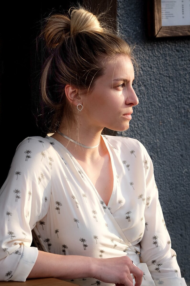 Short Silver Necklace 925 Flat Chain Necklace Silver Choker Collar Silver Choker Necklace Silver Chain Choker Sterling Silver Choker
