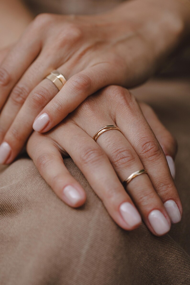 Glimmer Ring in Gold, 18K Yellow Gold Ring, Thin Gold Ring, Solid Gold Band, Dainty Gold Ring , Stackable Wedding Ring, Gold Stacking Rings image 7