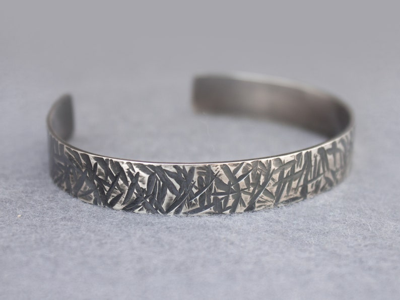 Männer Silber Armband, Männer Manschettenarmband, Männer Metall Armbänder, Männer Silber Armreif, Schweres Silber Armband, Männer Schmuck, Schwarz Silber Armband Bild 5