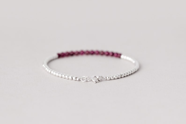 Red Garnet Bracelet, Garnet Sterling Silver Bracelet, January Birthstone Gifts, Genuine Garnet Jewelry, Bracelets For Women, Dark Red Stone image 5