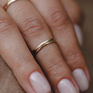 Glimmer Ring in Gold, 18K Yellow Gold Ring, Thin Gold Ring, Solid Gold Band, Dainty Gold Ring , Stackable Wedding Ring, Gold Stacking Rings image 1