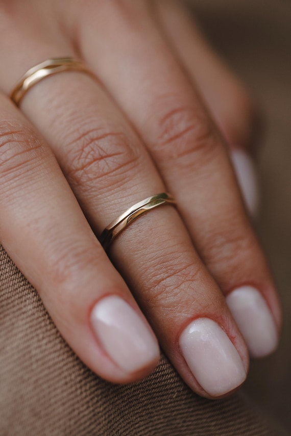 Glimmer Ring in Gold, 18K Yellow Gold Ring, Thin Gold Ring, Solid Gold Band, Dainty Gold Ring , Stackable Wedding Ring, Gold Stacking Rings