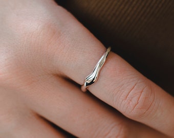 Neia Ring, Sterling Silver Ring, Dainty Minimalist Ring, Stacking Silver Ring, Drop Ring, Dot Ring, Minimalist Jewelry, Delicate Ring, 925