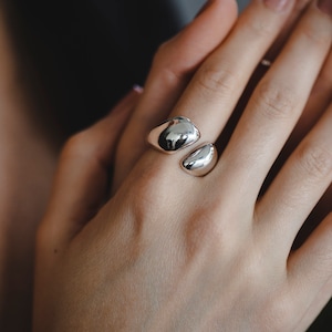 Gaia Ring, Sterling Silver Ring, Statement Chunky Ring, Open Large Ring, Massive Silver Ring, Statement Ring, Wide Silver Ring, Bypass Ring
