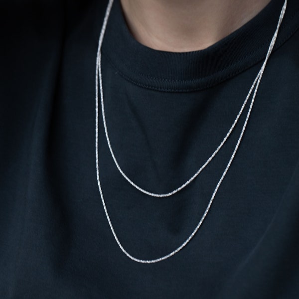 Silber Layering Halskette, Doppellagige Halskette, Multi-Kette Halskette, Multi-Layer-Halskette, Stapel-Halskette, Layering Kette Halskette, 925