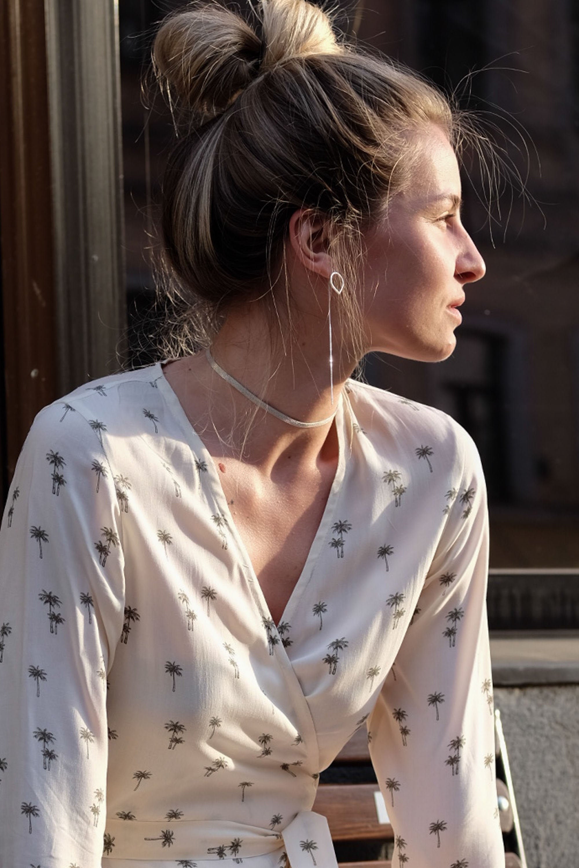 Silver Chain Choker Flat Chain Necklace 