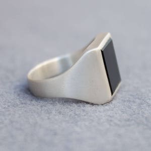 Sterling Silver Onyx Ring, Onyx Ring Men, Mens Black Onyx Ring, Men's Square Minimalist Ring, Rectangle Modern Ring, Signet Gemstone Ring image 3