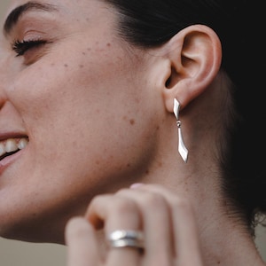 Sena Dangle Earrings, Sterling Silver 925, Silver Dangling Earrings, Long Silver Earrings, Elegant Drop Earrings, Classic Modern Earrings