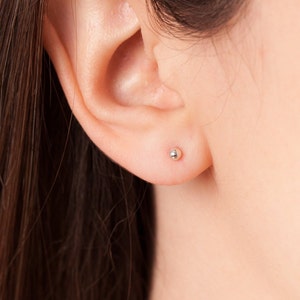 Sterling Silver Ball Earrings, Minimalist Dot Earrings, 3 mm Ball Studs, Tiny Ball Studs, Silver Dots Earrings, Tiny Everyday Silver Earring