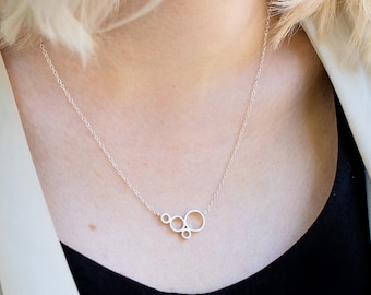 Sterling Silver Circle Necklace, Geometric Circle Necklace, Minimalist Necklace, Modern Silver Necklace, Circles Pendant Necklace, Simple