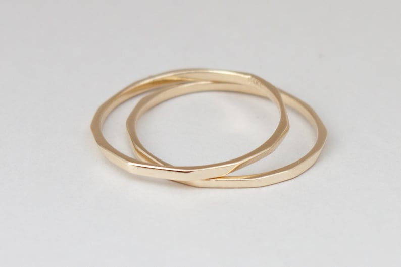 18K Yellow Gold Ring, Thin Gold Ring, Solid Gold Band, Dainty Gold Ring , Stackable Wedding Ring, Gold Stacking Rings, Gold Rings For Women image 3