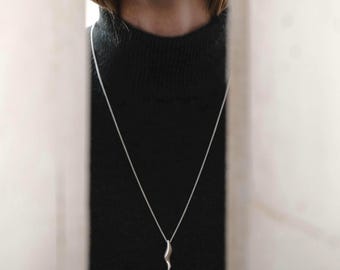 Isla necklace, Sterling Silver Necklace, Geometric Silver Necklace, Long Silver Necklace, Large Silver Pendant, Abstract Silver Pendant, 925