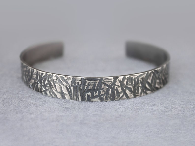 Männer Silber Armband, Männer Manschettenarmband, Männer Metall Armbänder, Männer Silber Armreif, Schweres Silber Armband, Männer Schmuck, Schwarz Silber Armband Bild 4