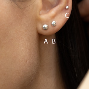Pebble Earrings, Mix and Match Earrings, Small Dot Earrings, Sterling Silver Studs, Organic Shape Earrings, Tiny Round Earrings, Single Stud image 3