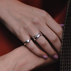 Isla Double Ring, Sterling Silver Ring, Layering Ring, Double Band Ring, Double Layer Ring, Thumb Ring, Statement Chunky Ring, Stacking Ring