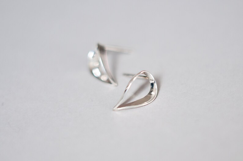 Sterling Silver Post Earrings Leaf Stud Earrings Delicate Etsy