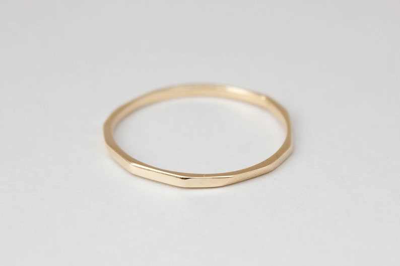 18K Yellow Gold Ring, Thin Gold Ring, Solid Gold Band, Dainty Gold Ring , Stackable Wedding Ring, Gold Stacking Rings, Gold Rings For Women image 2