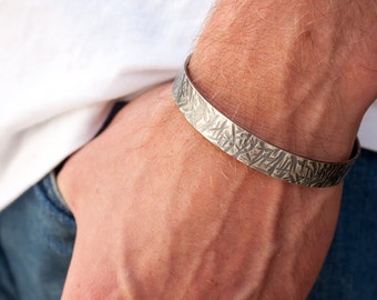 Bracelet en argent pour homme, Bracelet manchette homme, Bracelets en métal pour homme, Bracelet en argent pour homme, Bracelet en argent lourd, Bijoux pour homme, Bracelet en argent noir